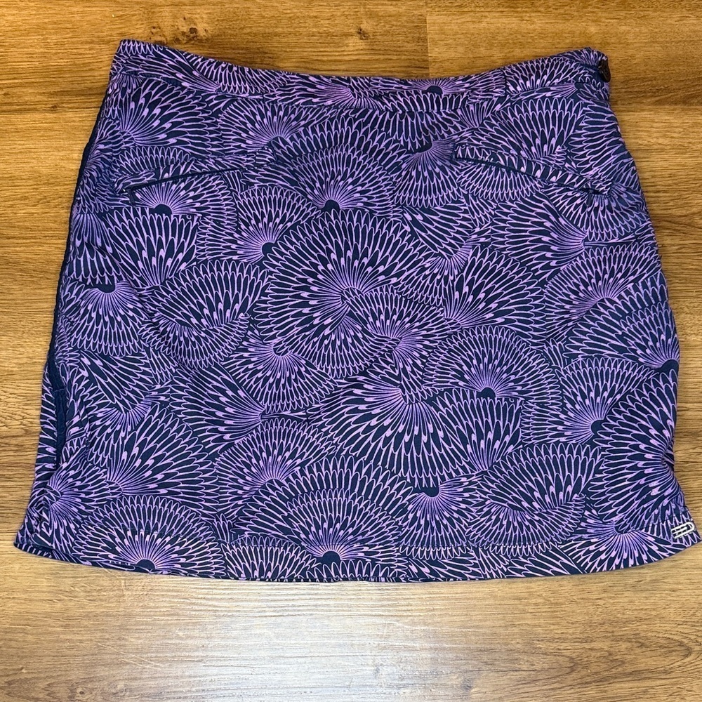 Dockers Golf Purple Navy Floral Skort Stretch Zip Pocket Women’s 8